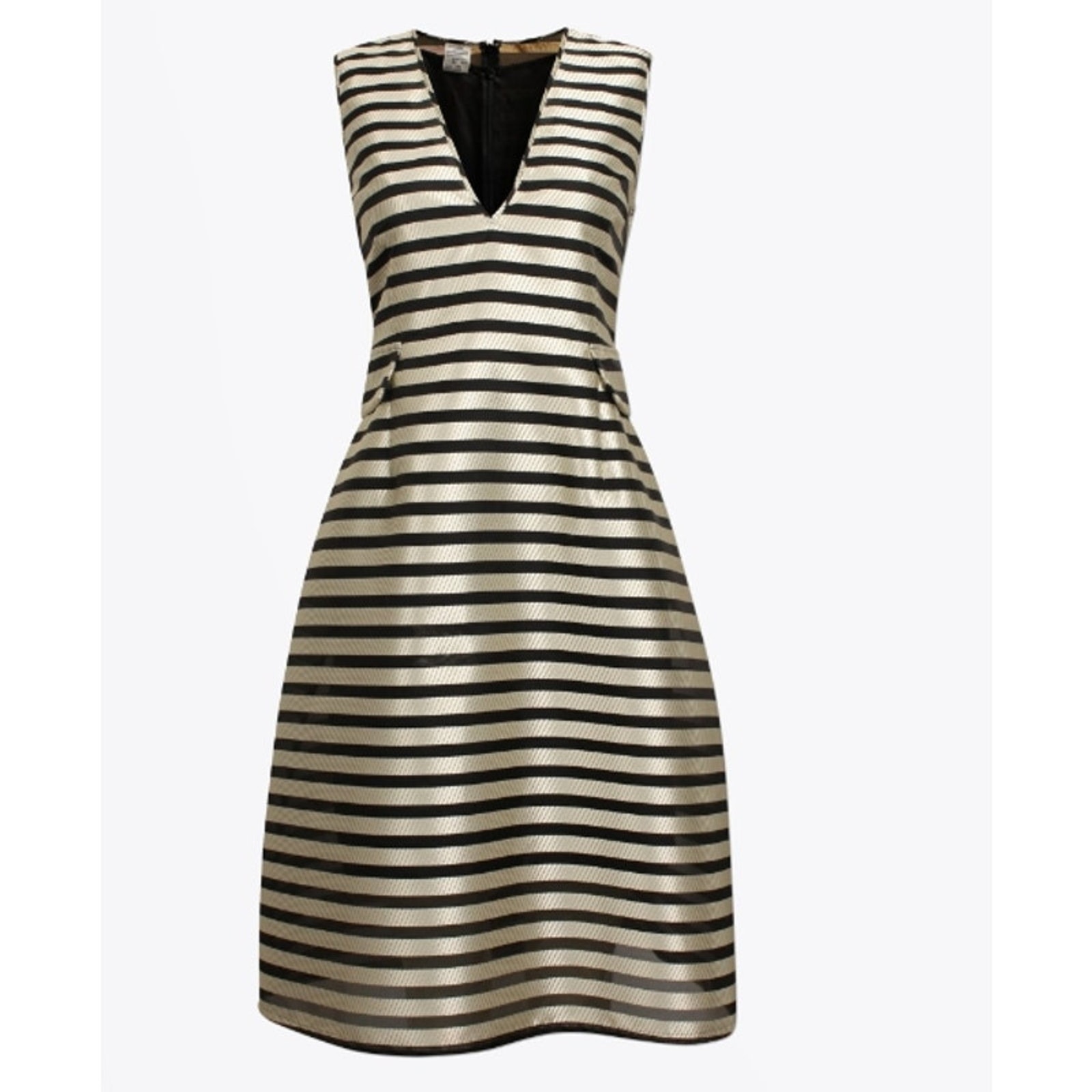 Baum Und Pferdgarten Adelis Stripe V Neck Dress Black And Gold Size 12